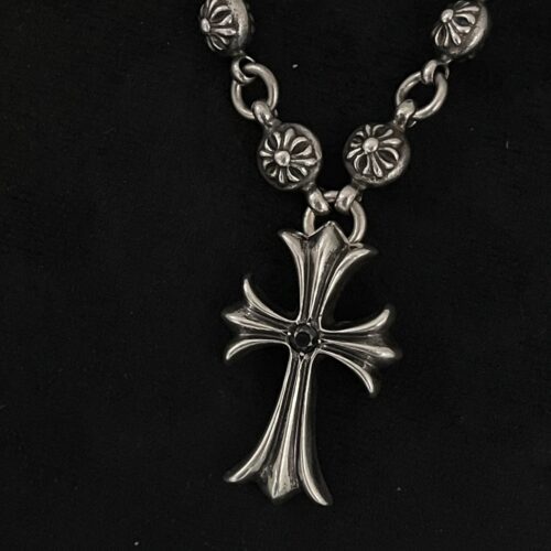 Chrome hearts cross ball with cross pendant black pave diamond