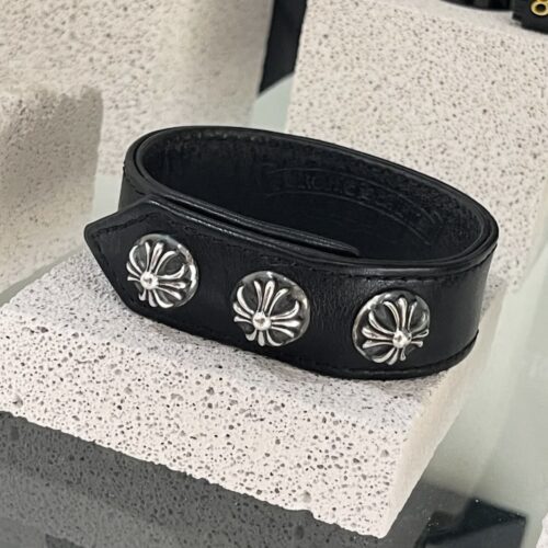 Chrome hearts ch ball leather bracelet