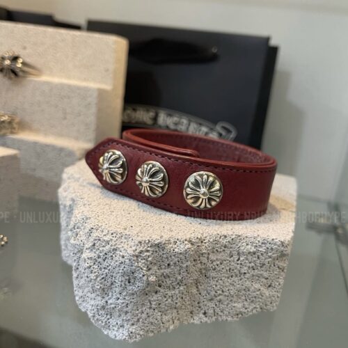Chrome hearts ch ball botton leather bracelet