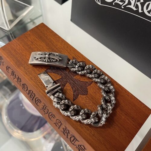 Chrome hearts floral id with fancy link bracelet