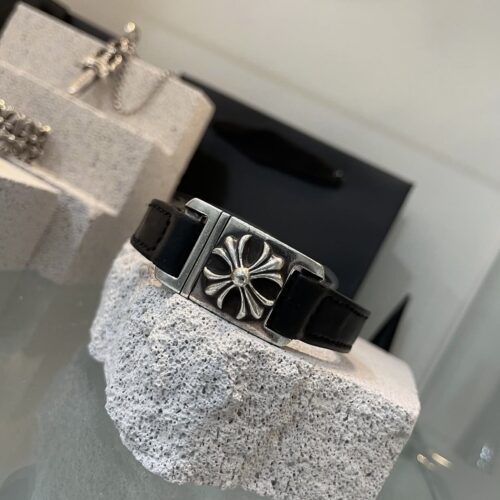 Chrome hearts ch plus leather bracelet