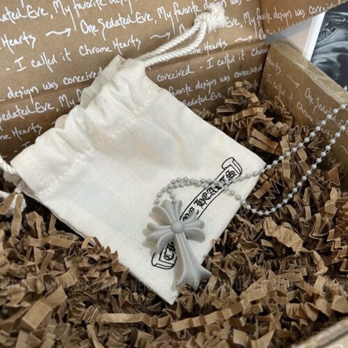 Chrome hearts cross silicone grey necklace