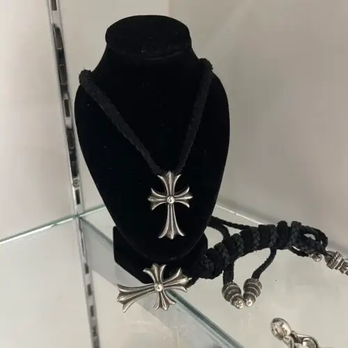 Chrome hearts Small cross with leather blade strap