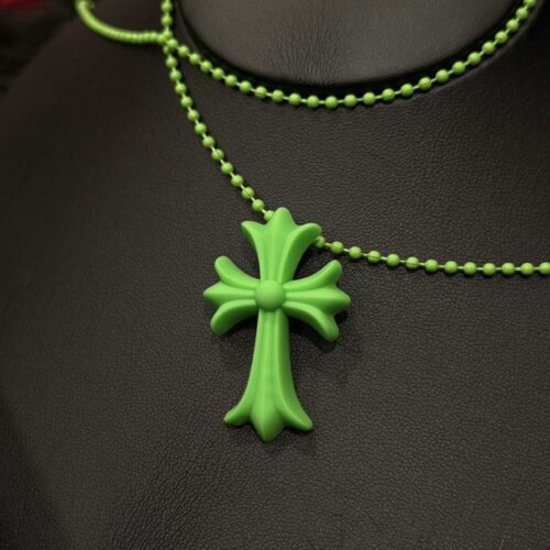 Chrome hearts Cross green silicone necklace