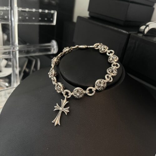 Chrome hearts cross ball bracelet with tiny cross charm