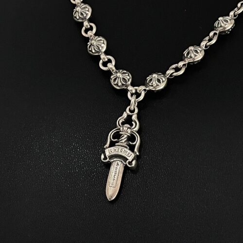 Chrome hearts cross ball necklace with dagger
