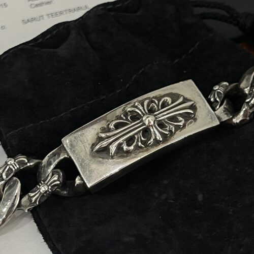 Chrome hearts Floral ID fancy link with lobster clasp bracelet (8 inches)