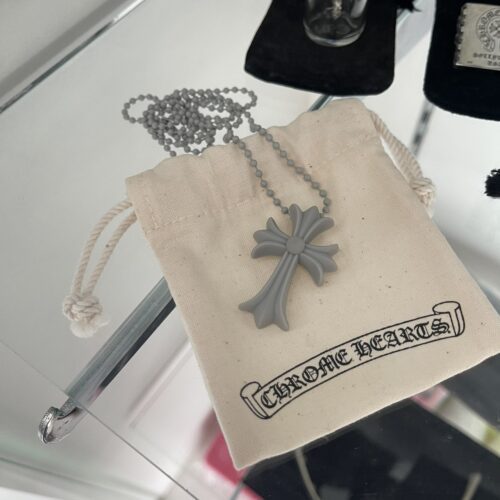 Chrome hearts cross silicone necklace grey
