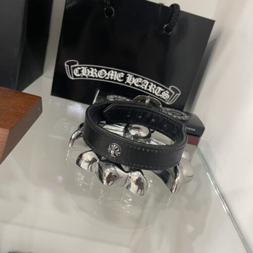 Chrome hearts Gunslinger cross ball leather bracelet (16-22 CM)