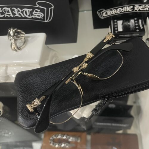 Chrome hearts evaglist gold plate glasses ( comes with leather case )