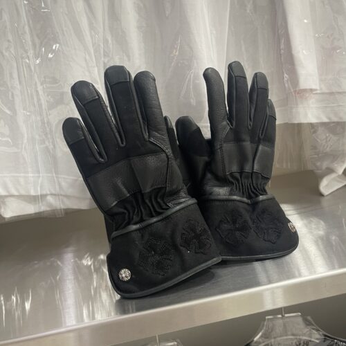 CHROME HEARTS CROSS PATCH MOTORCYCLE GLOVES