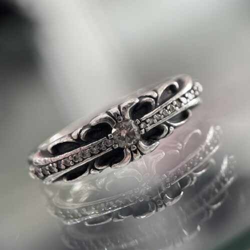 CHROME HEARTS BABY FLORAL DIAMOND PAVE RING SIZE 6 US