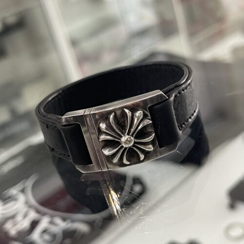 CHROME HEARTS CH PLUS HARNESS LEATHER BRACELET